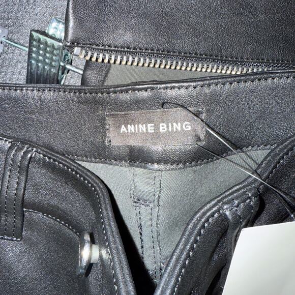 Anine Bing sz 36 or 6 black‎ zipper 100% leather pants NWT - Picture 5 of 10